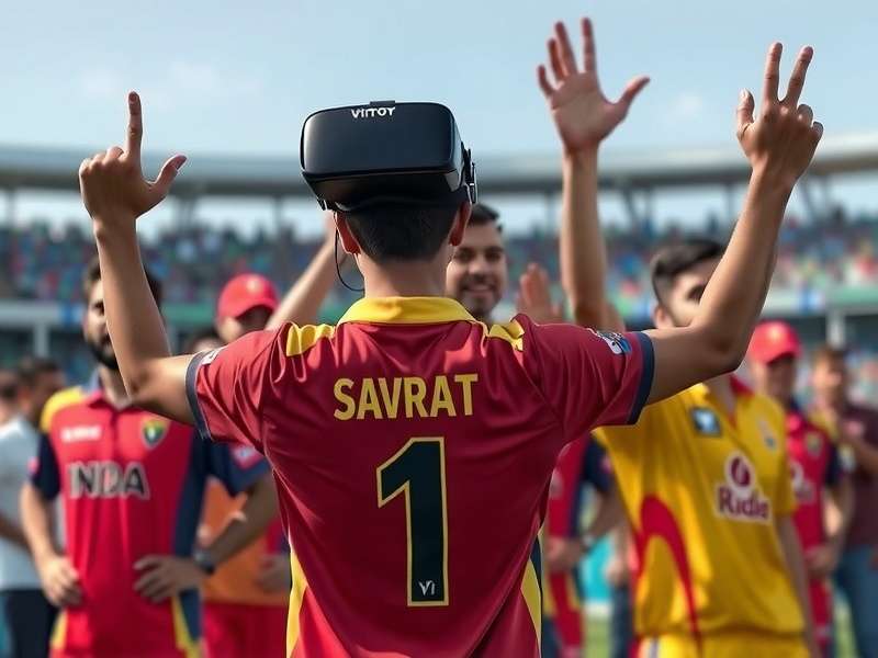 VR Cricket Victory Vibe - Virtual IPL Tournament VR Cricket Victory Vibe IPL tournament with virtual crowd in team jerseys
